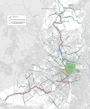 Tram L5: carte des aménagements cyclables associés