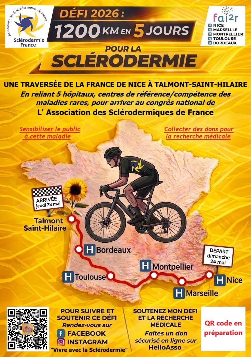 A vélo avec 1200 km en 5 jours pour la sclérodermie
